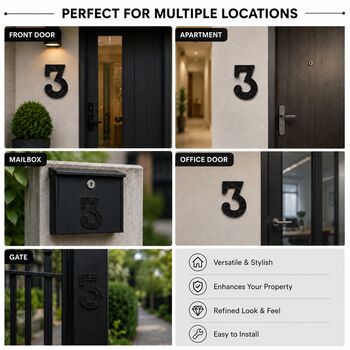 Black Brass Door Number Three Plaque, 4 of 9