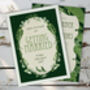 Personalised Greenery Leaf Art Nouveau Wedding Invitation, thumbnail 1 of 5