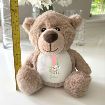 Personalised Animal Alphabet Brown Baby Teddy Bear, 9 of 10