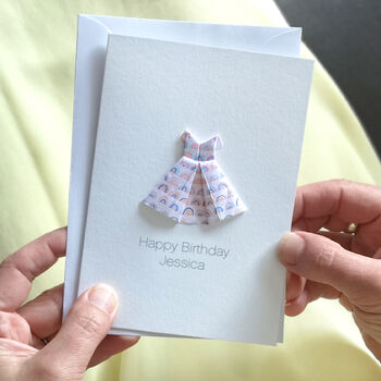 Personalised Birthday Origami Rainbow Dress Card, 4 of 4