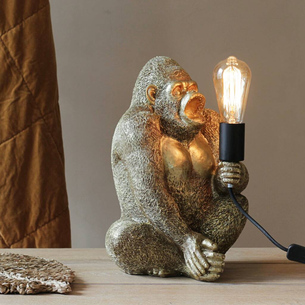 Gold Gorilla Table Lamp, 1 of 8