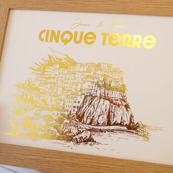 Personalised Cinque Terre Foiled Print Gift For Couples, 5 of 7