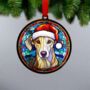 Lurcher In Santa Hat Suncatcher Decoration, thumbnail 3 of 6