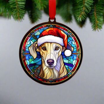 Lurcher In Santa Hat Suncatcher Decoration, 3 of 6