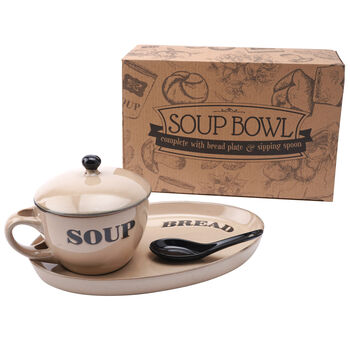 Cream Soup Bowl And Plate With Spoon In Gift Box, 2 of 4