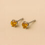 Micro Sterling Silver Citrine Stud Earrings, thumbnail 1 of 4