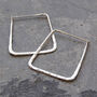 Silver Hammered Square Hoop Earrings, thumbnail 6 of 7