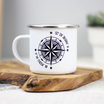 Personalised Compass Enamel Mug, 2 of 4