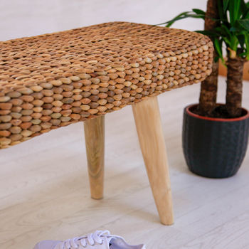 Wooden Hallway Bench With Wicker, 5 of 7