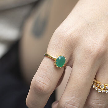 Green Onyx Oval Cut Ring, 2 of 10