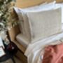 Oblong, Natural, Hemp, Neutral, Woven, Grain Sack, Striped Cushion With Cotton Reverse Brown Stripes To Right Edge, thumbnail 1 of 5