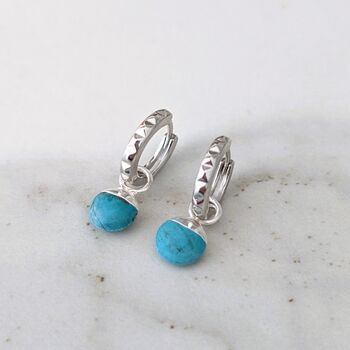 The Orb Turquoise December Birthstone Earrings, Silver, 3 of 5