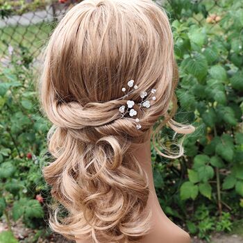 White Floral Bridal Hair Pins Set Of Three, 11 of 12