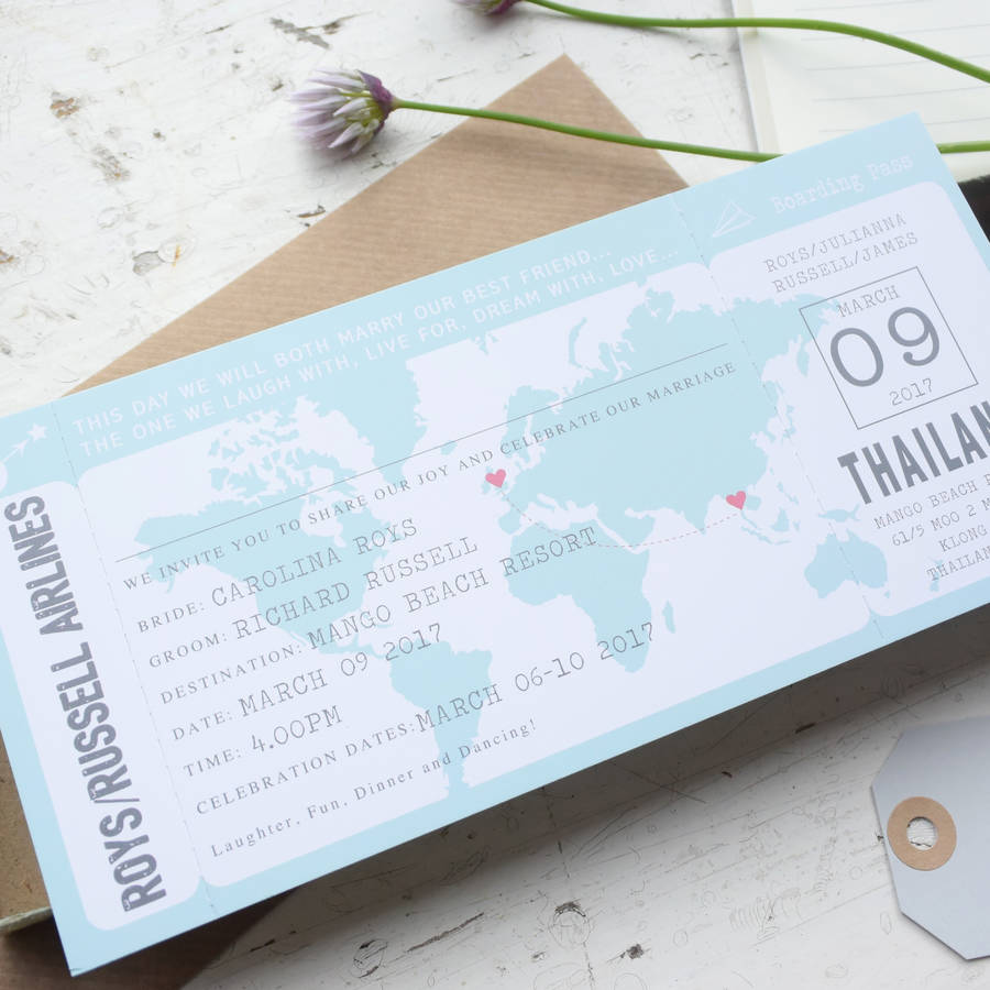 Boarding Pass Map Wedding Invitation By Paper and Inc