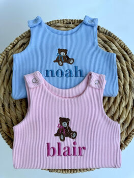 Teddy Personalised Baby Dungarees Romper | Baby Gift, 3 of 10