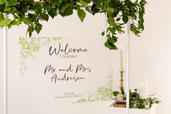 Foliage Wedding Welcome Sign In Frosted, 8 of 8
