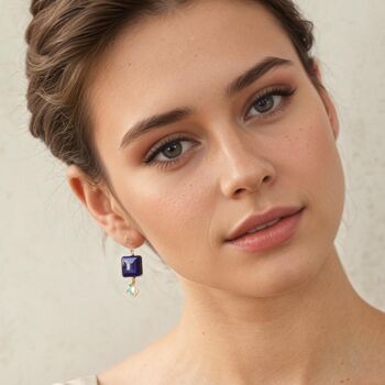 Lapis Lazuli Blue Charm Earrings, 2 of 6