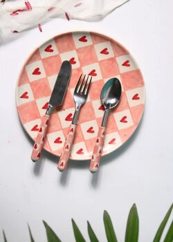 Chequered Heart Dinner Plates, 3 of 3