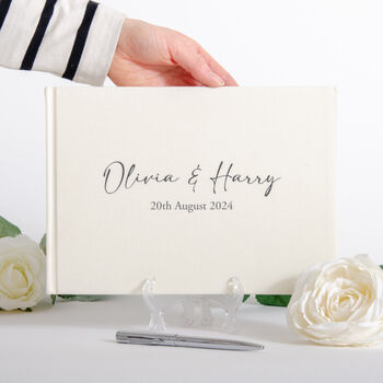 Personalised Linen Wedding Guest Book, 2 of 9
