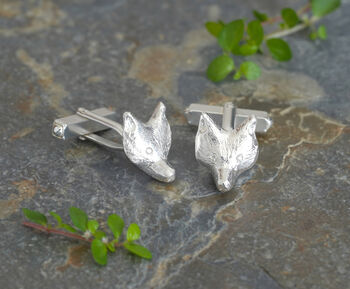 Diamond Eyes Fox Cufflinks In Sterling Silver, 2 of 2