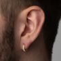 Gold Diamond Huggie Hoop Earrings For Men, thumbnail 6 of 10
