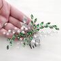 Silver Leaf And Green Crystal Hair Comb, thumbnail 2 of 5