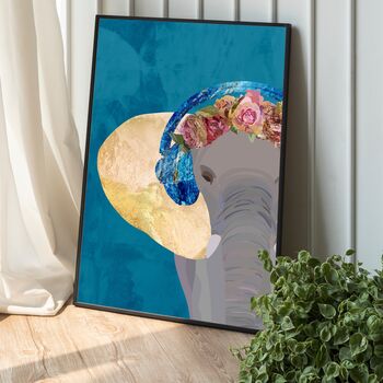 Custom Personalised Elephant Music Headphones Print, 2 of 8