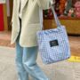 Checkered 'Enjoy Yourself Believe' Pastel Tote Bags, thumbnail 8 of 10
