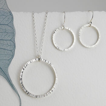 Hammered Sterling Silver Circle Necklace, 2 of 5