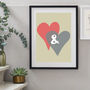 Personalised Entwined Hearts Ampersand Print, thumbnail 4 of 6
