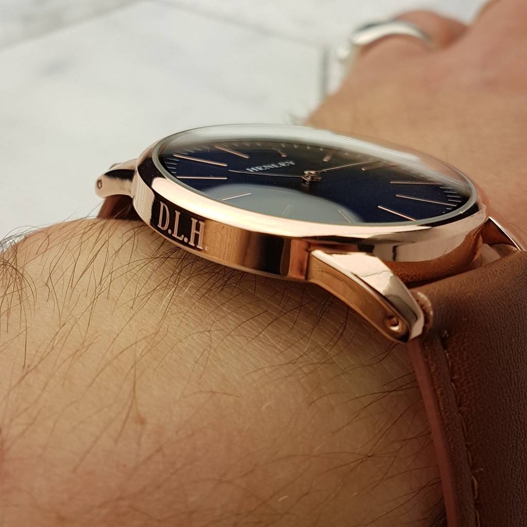 Discreetly Personalised Rose Gold Mens Watch By David-Louis Design
