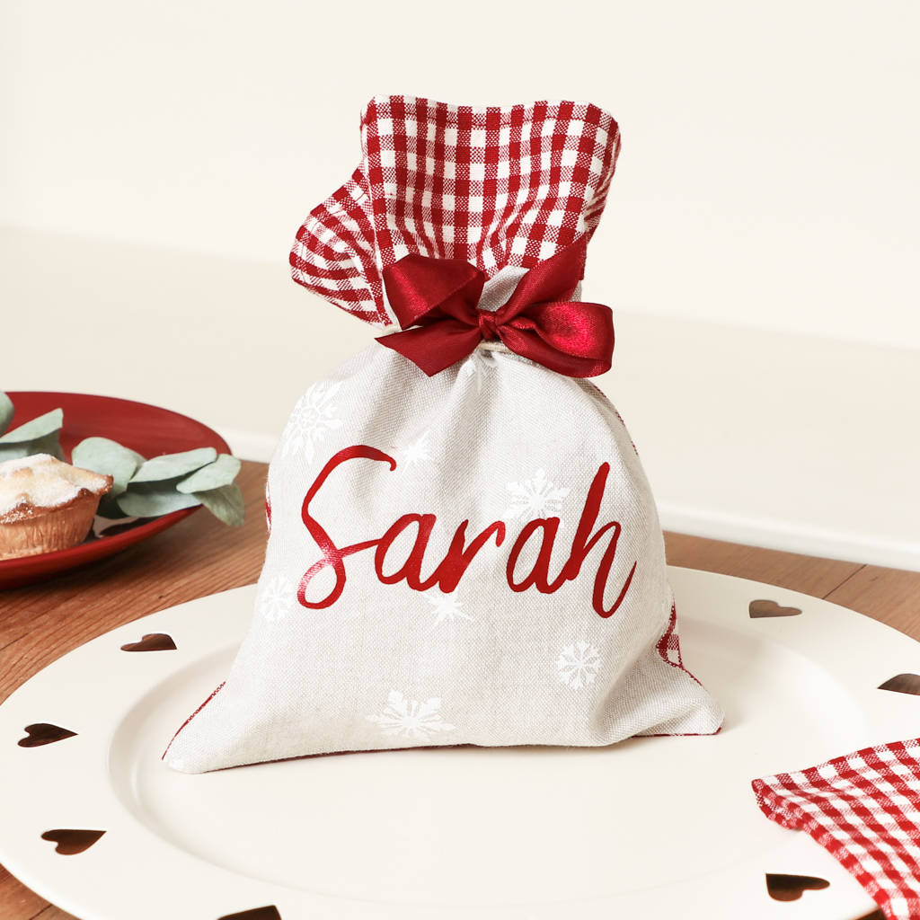 Personalised Festive Cotton Favour Bag By Dibor | notonthehighstreet.com