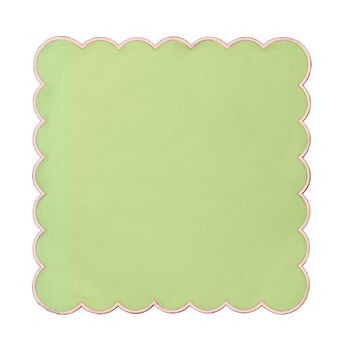 Cotton Napkins With Scallop Edge Mint/Pink • Set Of Six, 3 of 5