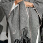 Huckaback Swedish Weave Poncho With Overlock Stitch, thumbnail 2 of 6
