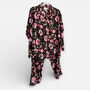 Black And Pink Block Print Floral 100% Cotton Ladies Pyjamas, thumbnail 1 of 3