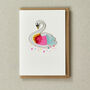Rainbow Swan 'Iron On Patch' Greeting Card, thumbnail 1 of 2