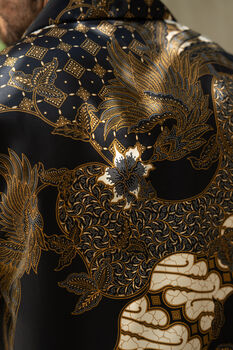 Men's Black Satin Batik Cuban Shirt, 4 of 7