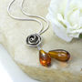 Sterling Silver Amber Rose Necklace, thumbnail 1 of 5
