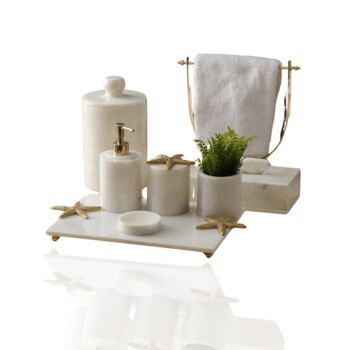 Luxury Black Marble Ginkgo Bathroom Set With Towel Holder, 3 of 4