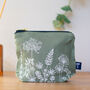 Garden Flowers Linen Make Up Bag White Ink, thumbnail 7 of 8