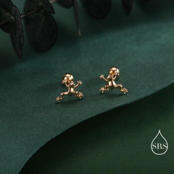 Stering Silver Tiny Frog Stud Earrings, 7 of 12