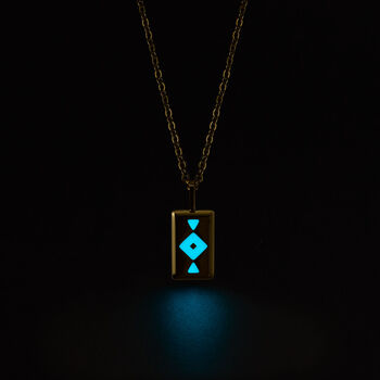 Blue Gaia Aqua Blue Glowing Pendant Necklace With Uv Keyring Torch, 4 of 7
