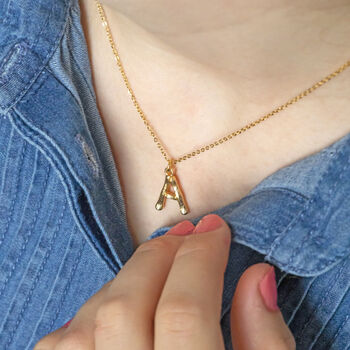 Bamboo Style Gold Plated Initial Necklace, 4 of 8