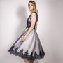 Navy And Ivory Lace And Satin Occasion Wear Dress, thumbnail 2 of 4