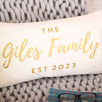 Personalised Family Name Velvet Cushion Gift For Home, 2 of 3
