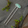 Natural Emerald Hair Pin In Solid Sterling Silver, thumbnail 1 of 3