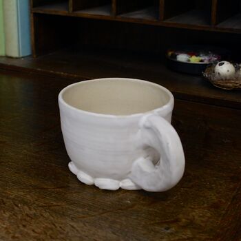 Ceramic Chubby Handle Mug In White, 4 of 4