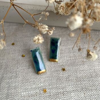 Handmade Crackle Ceramic Bar Stud Earrings, 3 of 10