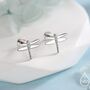 Internally Threaded Dragonfly Flat Back Earrings In Sterling Silver, thumbnail 1 of 12