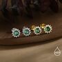 Sterling Silver Emerald Flower Stud Earrings, thumbnail 6 of 12